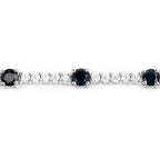 Blue Sapphire Tennis Bracelet With White Zircon 6.18 Carats Sterling Silver