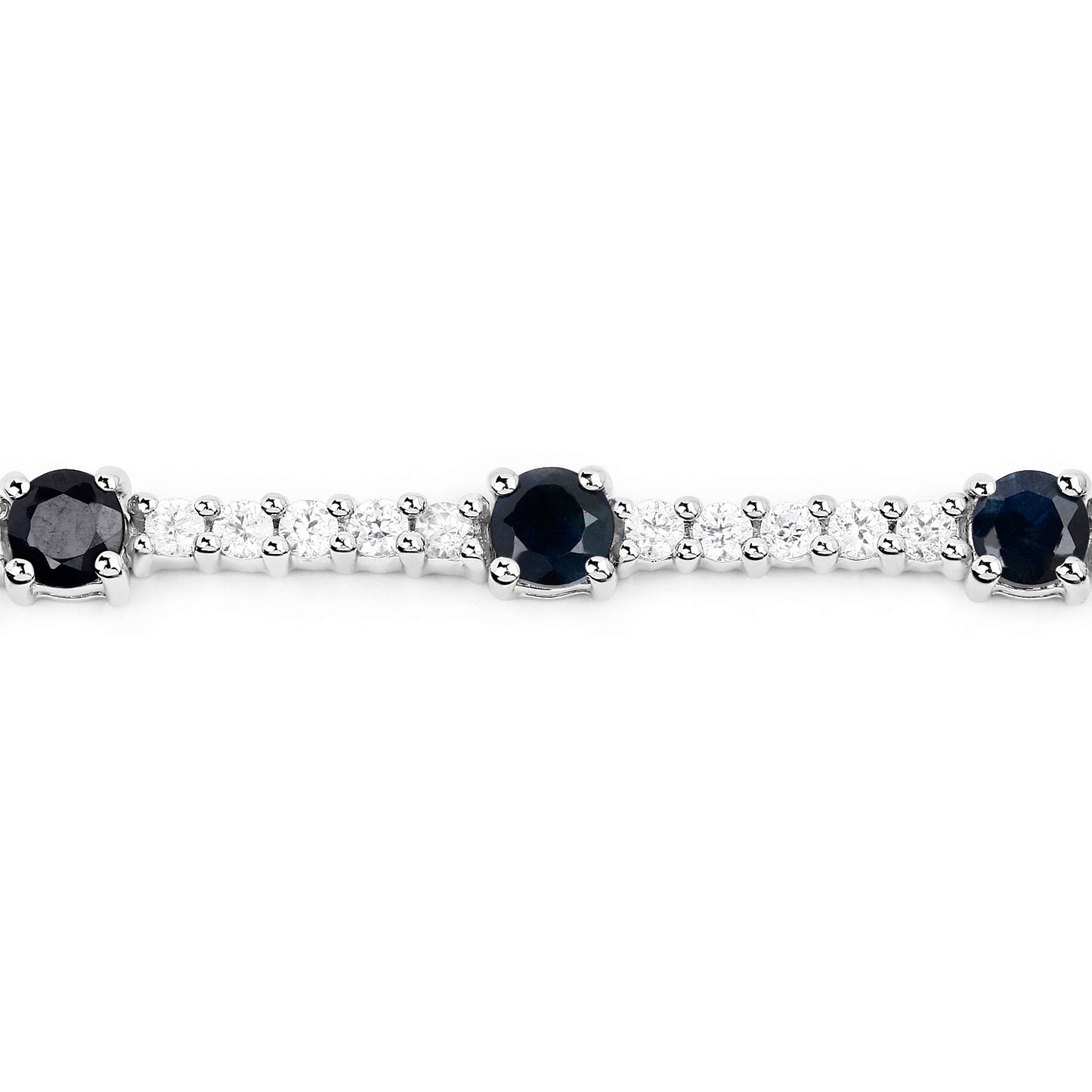 Blue Sapphire Tennis Bracelet With White Zircon 6.18 Carats Sterling Silver
