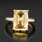 Citrine Ring With White Topaz 6.15 Carats Gold Plated Silver