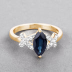 Blue Sapphire Ring With Diamonds 1.46 Carats 14K Yellow Gold