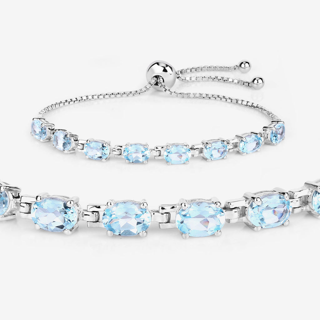 Blue Topaz Bracelet 7.58 Carats Sterling Silver