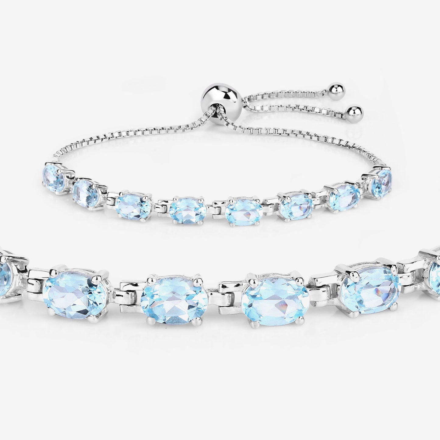 Blue Topaz Bracelet 7.58 Carats Sterling Silver