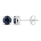 Blue Sapphire Stud Earrings 1.28 Carats 14K White Gold