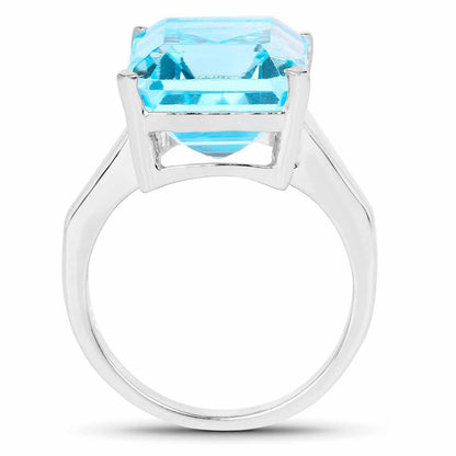 Large Blue Topaz Ring 15.5 Carats Sterling Silver