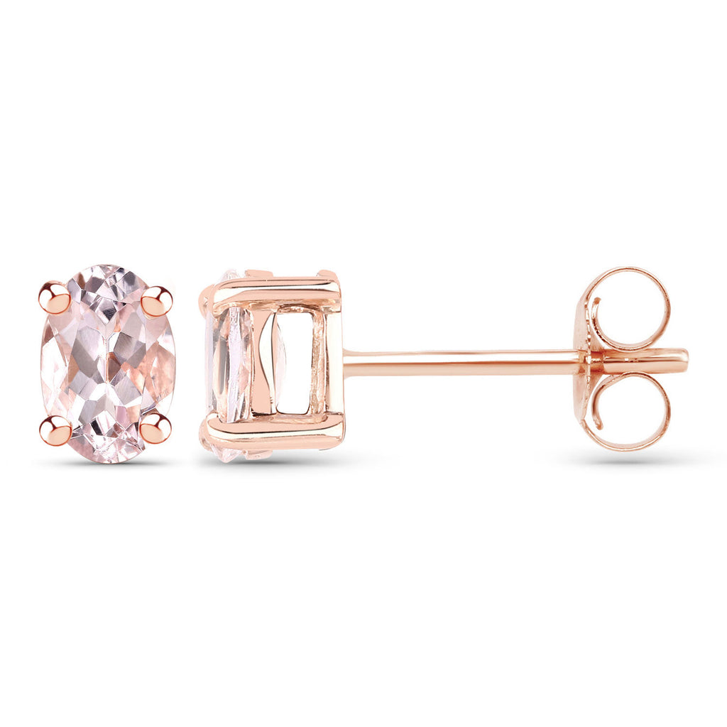 Morganite Stud Earrings 0.78 Carats Gold Plated Silver