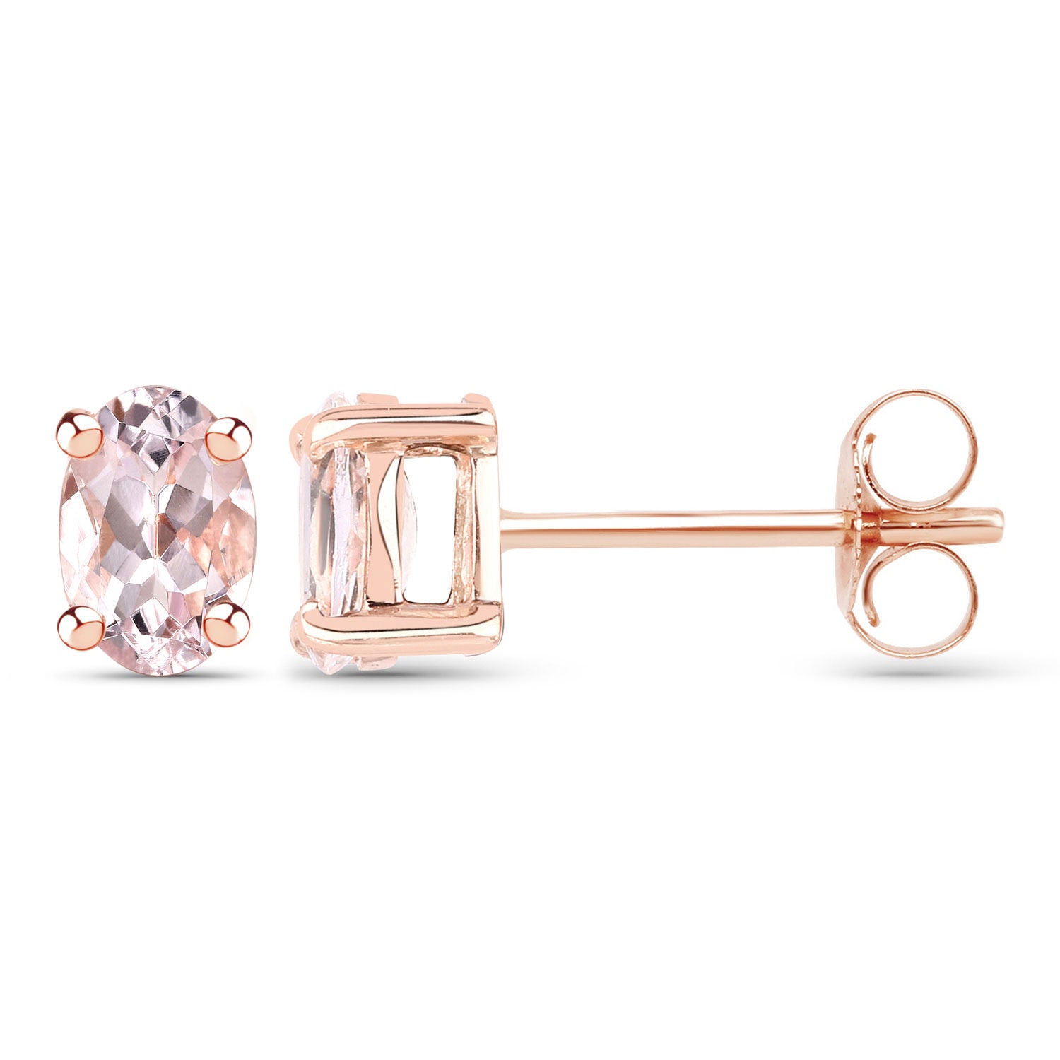 Morganite Stud Earrings 0.78 Carats Gold Plated Silver