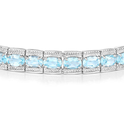 Blue Topaz Tennis Bracelet 14.7 Carats Silver