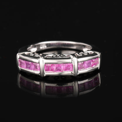 Natural Pink Sapphire Ring 1.08 Carats Sterling Silver