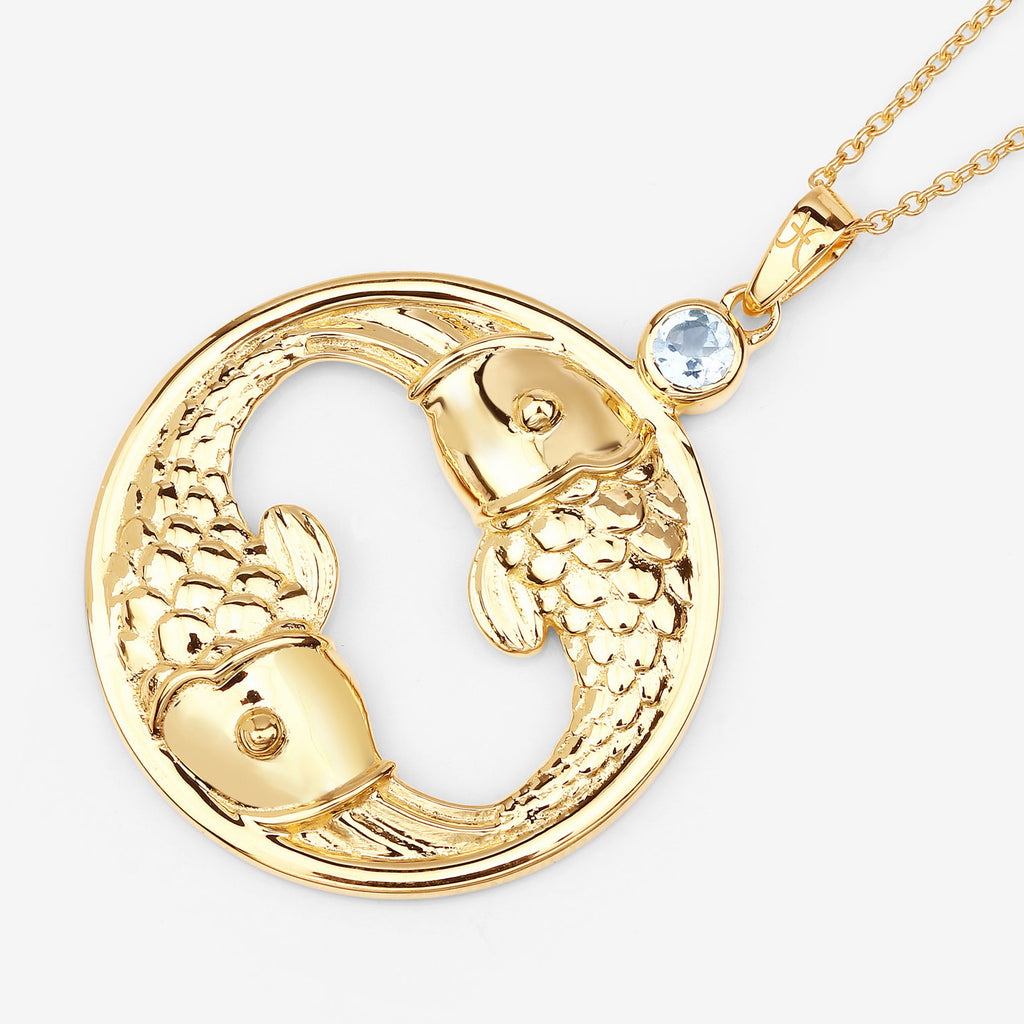Aquamarine Pendant 0.2 Carats Gold Plated Silver