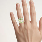 Lemon Quartz Ring With Peridot 9.32 Carats Sterling Silver