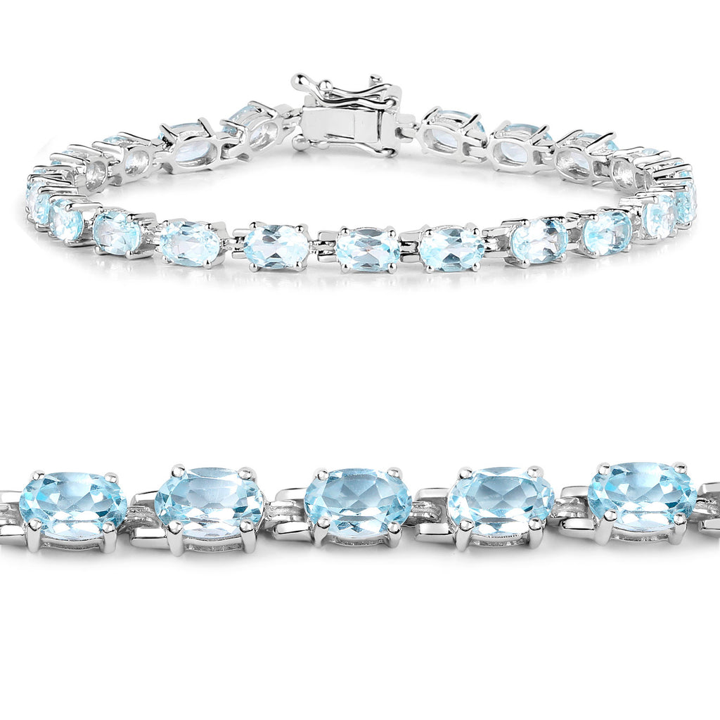 Blue Topaz Bracelet 10.7 Carats Sterling Silver
