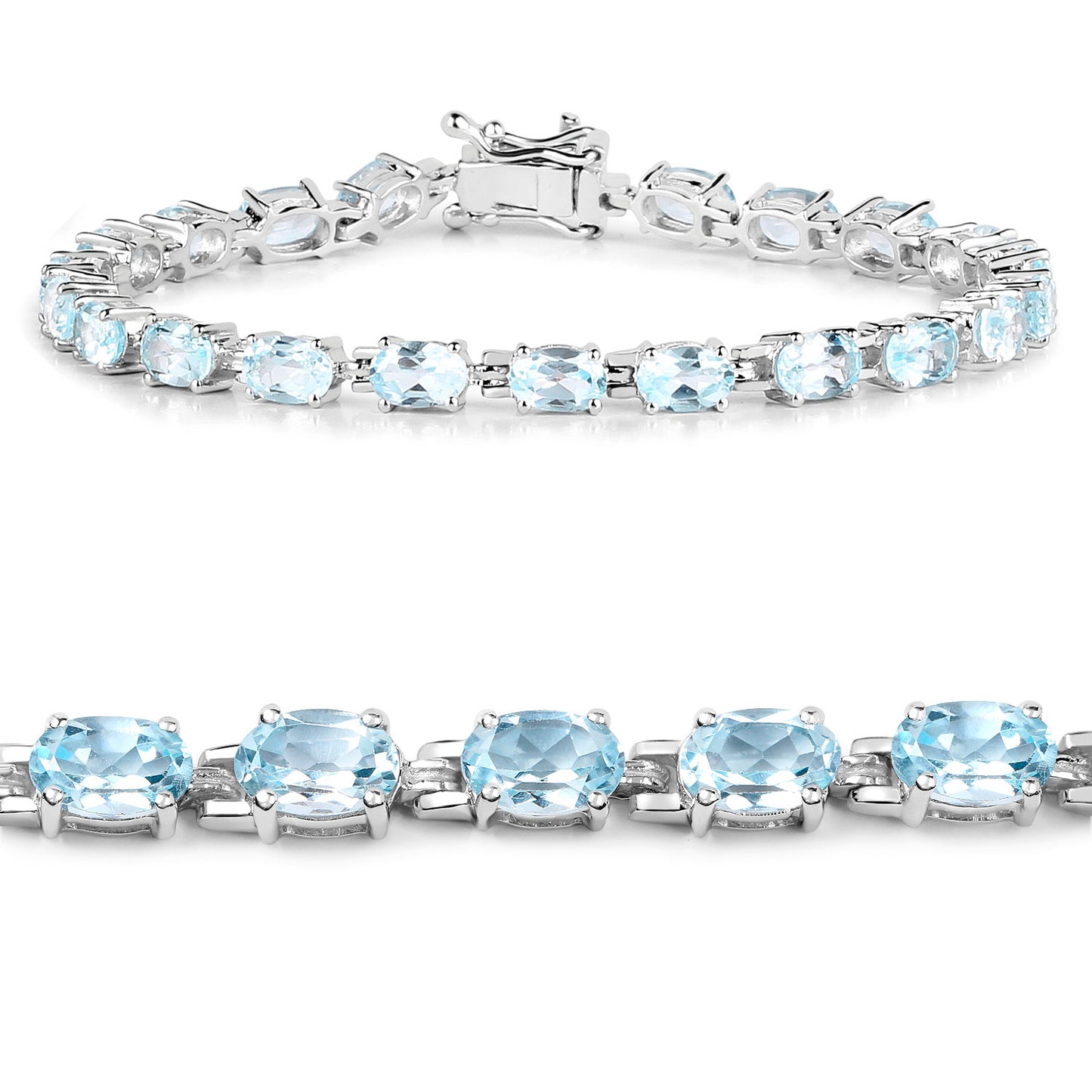 Blue Topaz Bracelet 10.7 Carats Sterling Silver