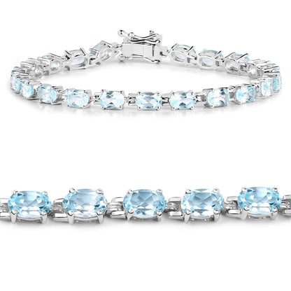 Blue Topaz Bracelet 10.7 Carats Sterling Silver