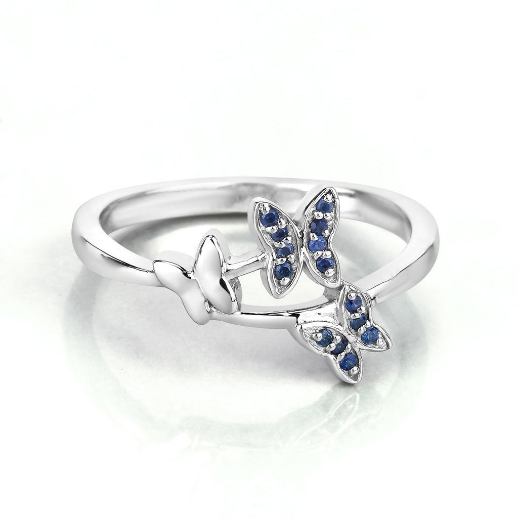 Blue Sapphire Ring 0.12 Carats Sterling Silver
