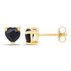 Black Sapphire Stud Earrings 0.68 Carats 14K Yellow Gold