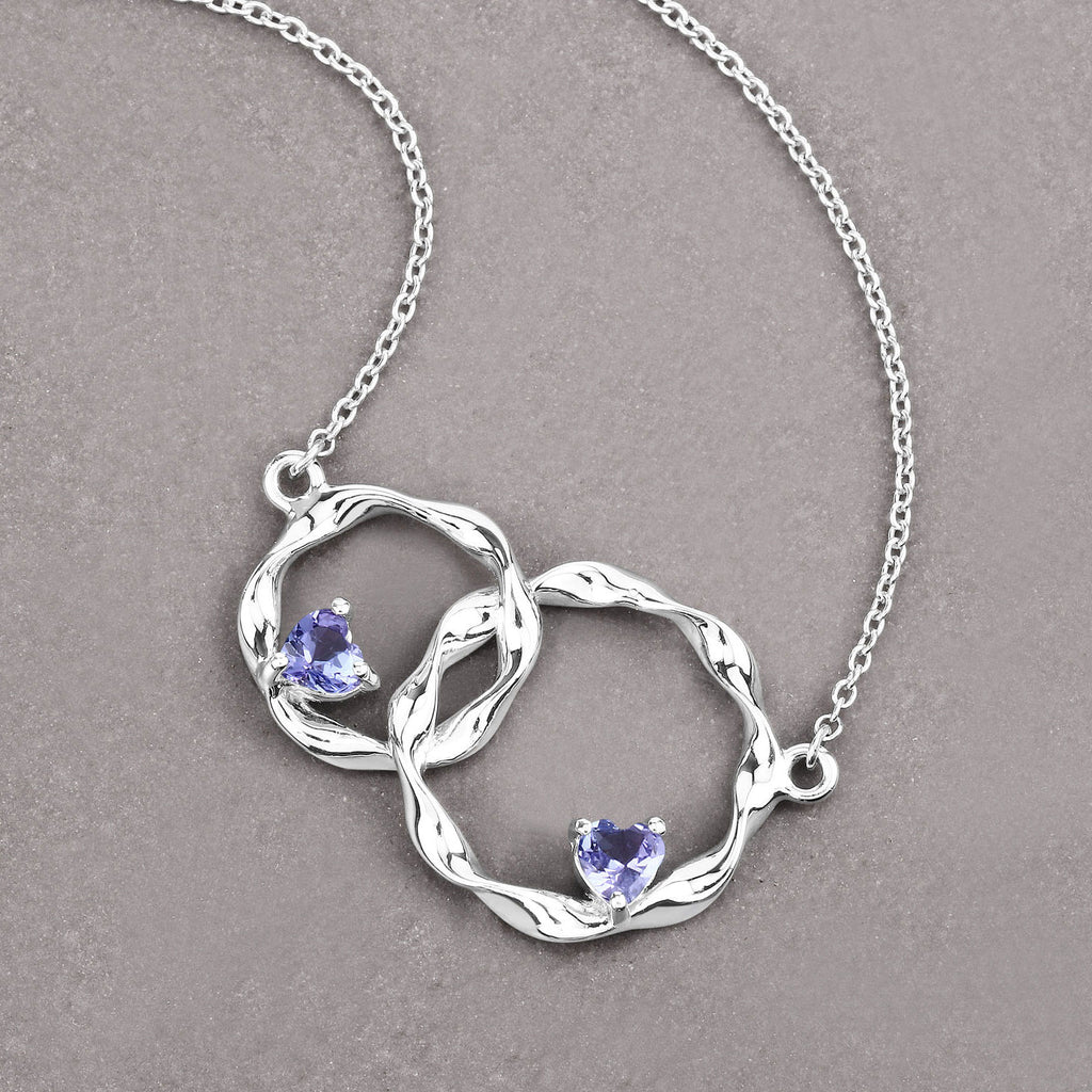 Tanzanite Heart Necklace 0.36 Carats Sterling Silver