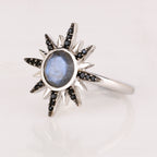 Labradorite Ring With Black Spinel 2.49 Carats Sterling Silver