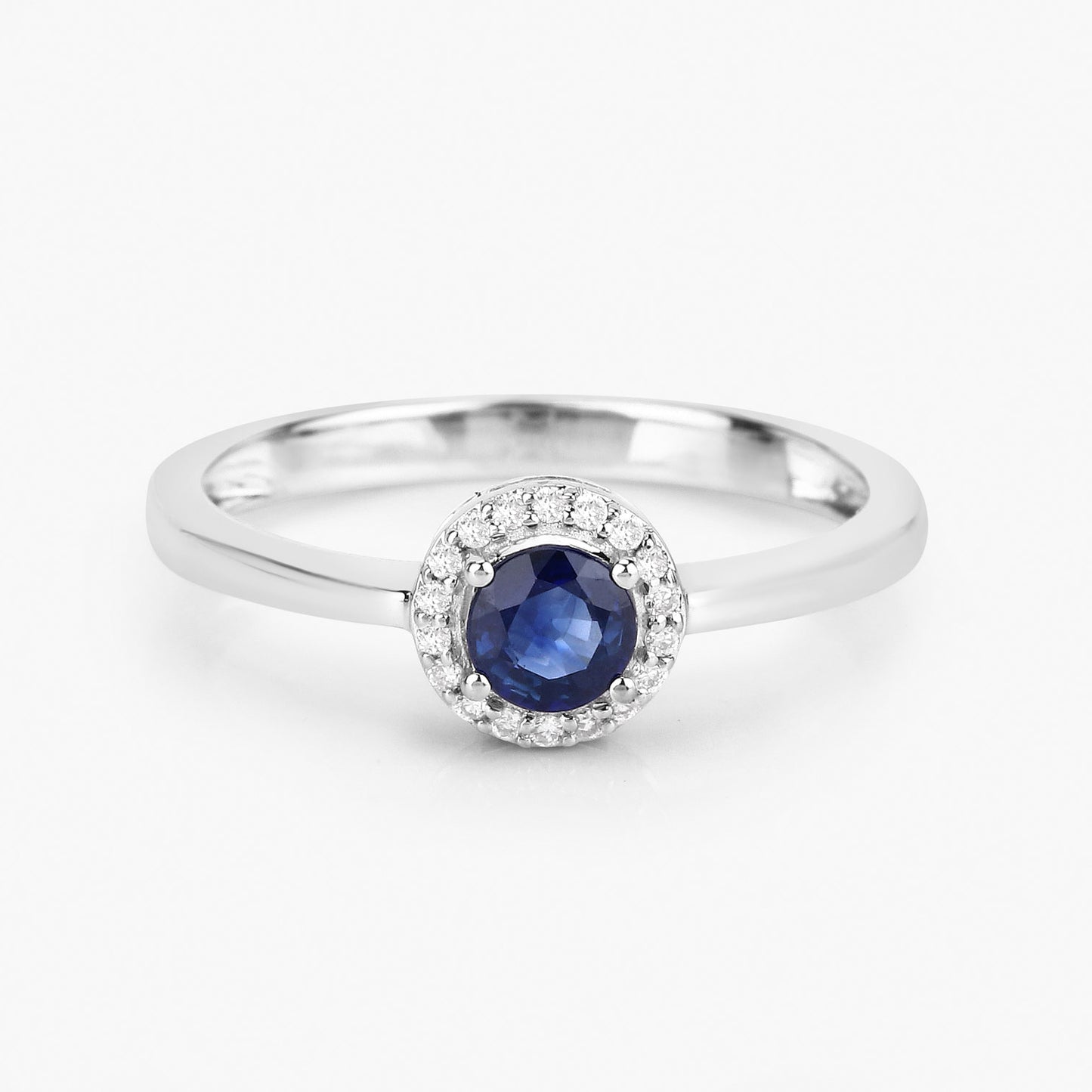Natural Sapphire Ring With Diamonds 0.48 Carats 14K White Gold