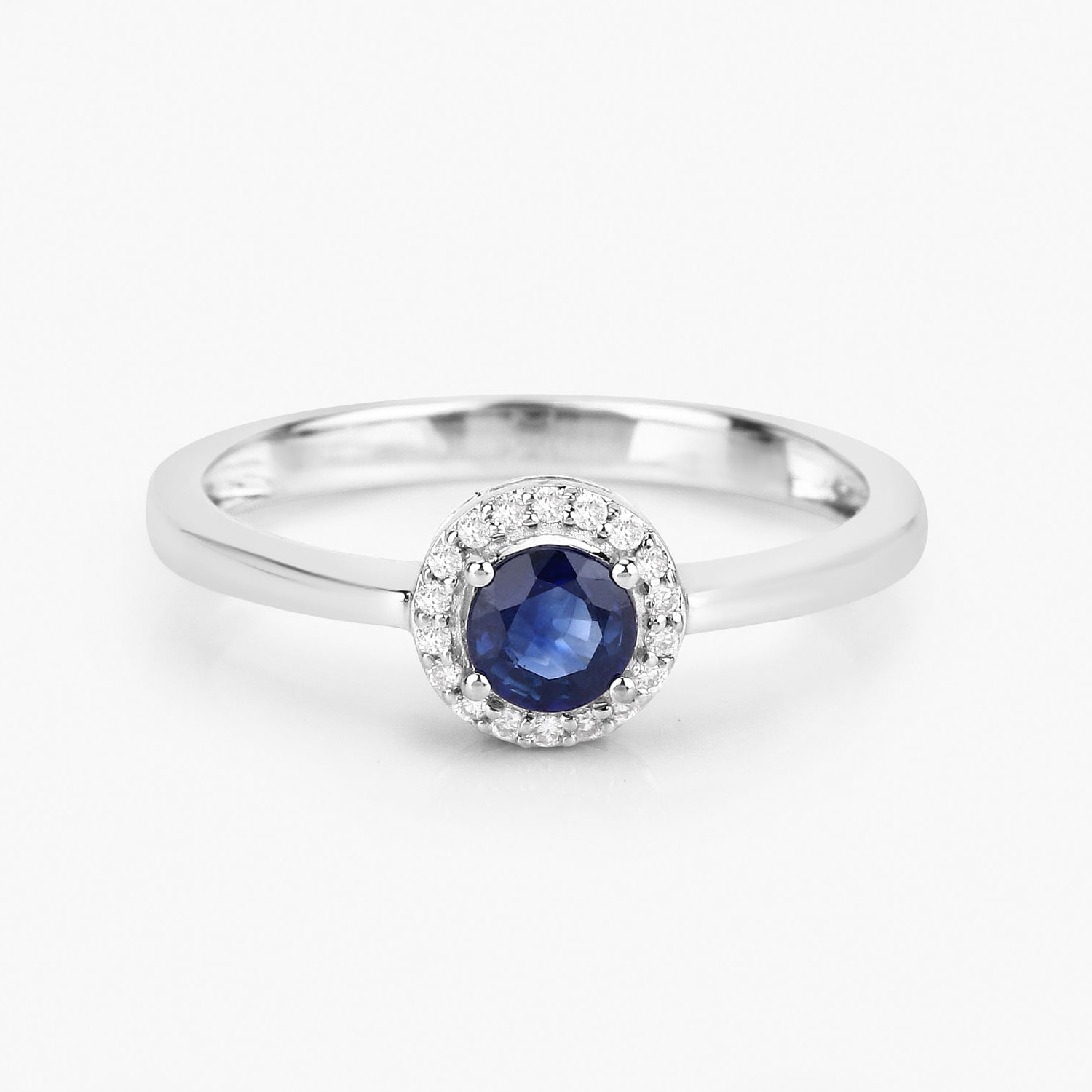 Natural Sapphire Ring With Diamonds 0.48 Carats 14K White Gold