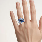 Blue Sapphire Ring 1.76 Carats Sterling Silver