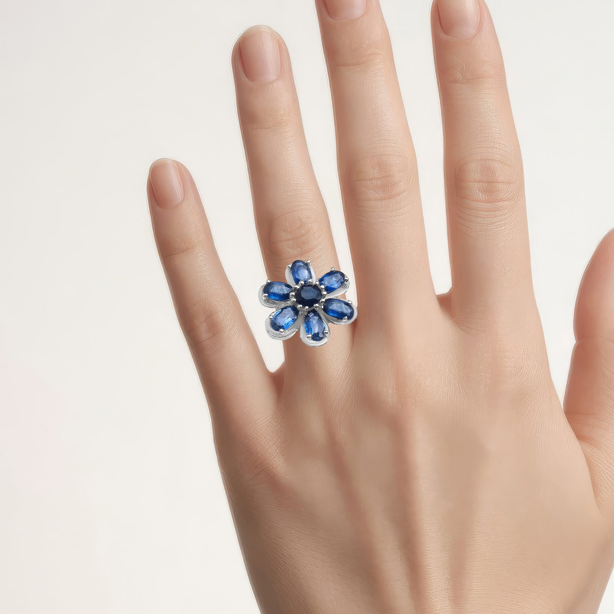 Blue Sapphire Ring 1.76 Carats Sterling Silver