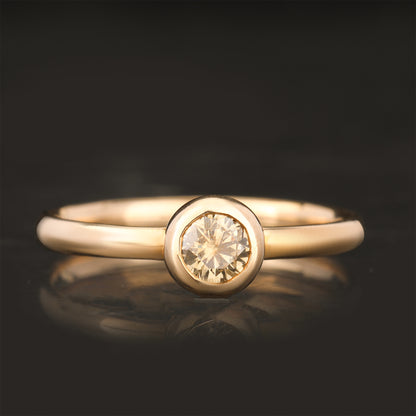 Light Brown Diamond Ring 0.33 Carats 9K Yellow Gold