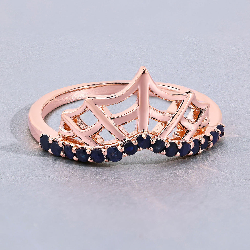 Blue Sapphire Ring 0.28 Carats Gold Plated Silver