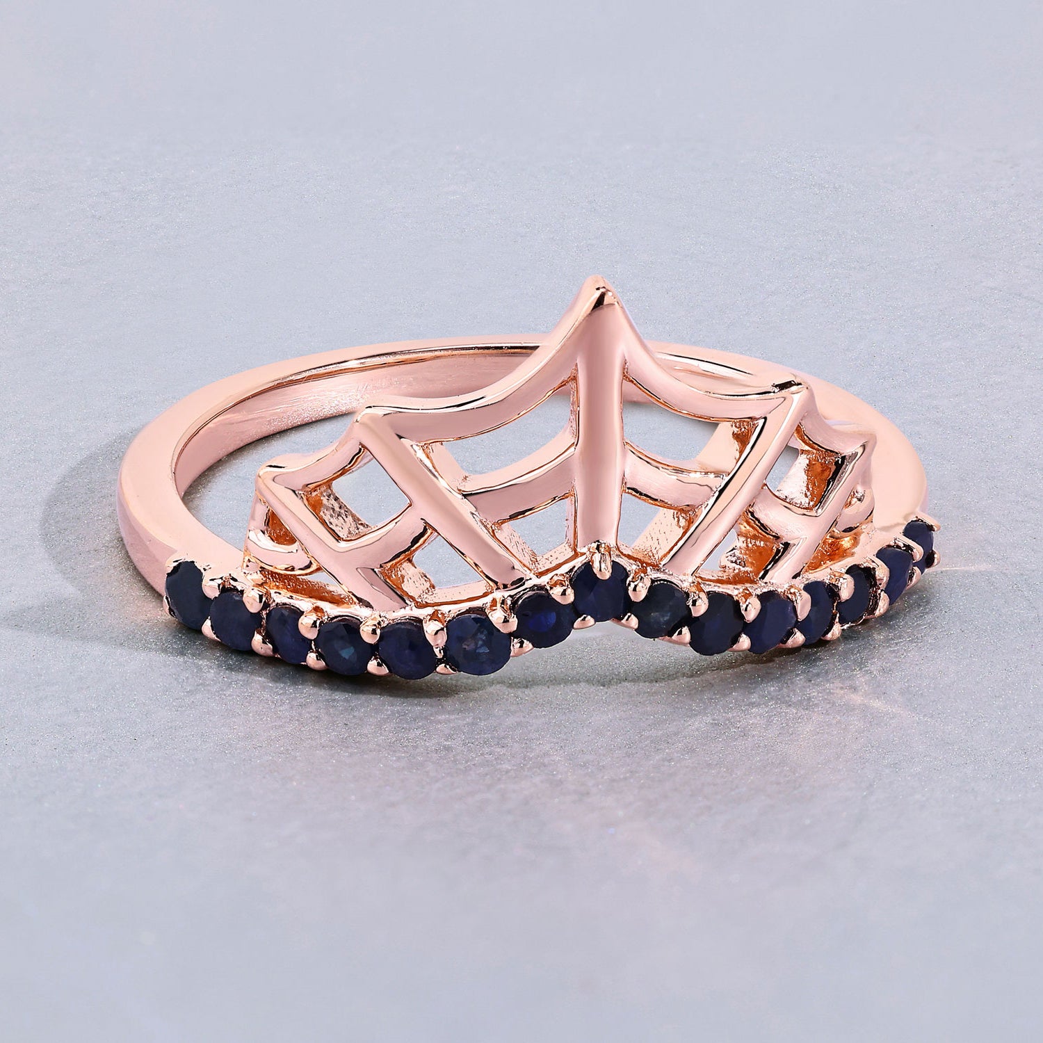 Blue Sapphire Ring 0.28 Carats Gold Plated Silver