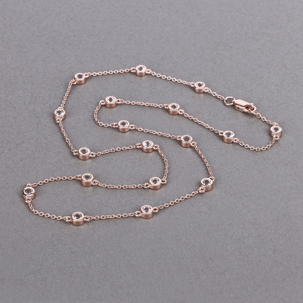 Morganite Necklace 1.6 Carats Gold Plated Silver