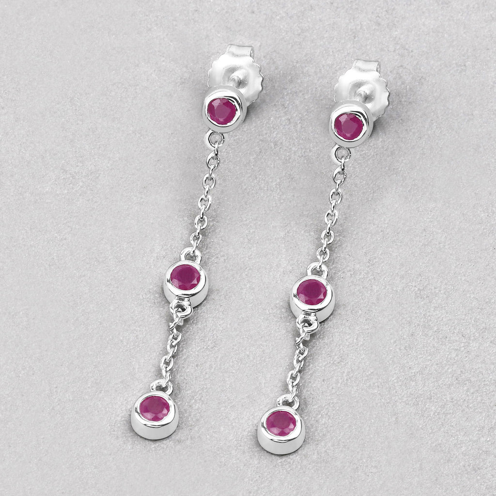 Ruby Earrings 0.76 Carats Sterling Silver