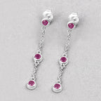 Ruby Earrings 0.76 Carats Sterling Silver