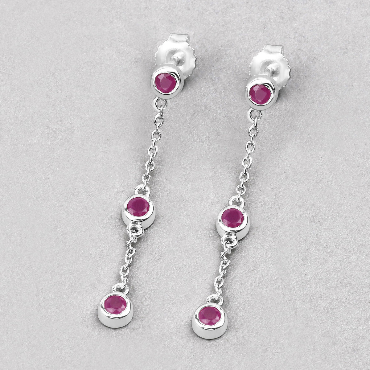 Ruby Earrings 0.76 Carats Sterling Silver