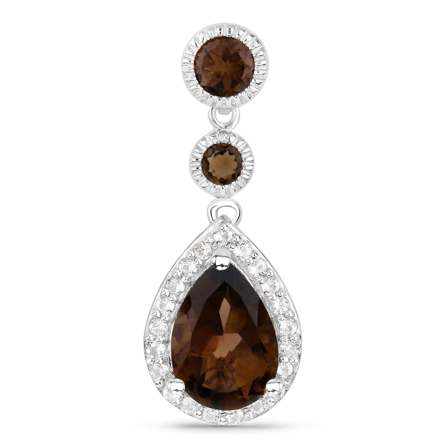 Smoky Quartz Earrings With White Topaz 7.26 Carats Sterling Silver