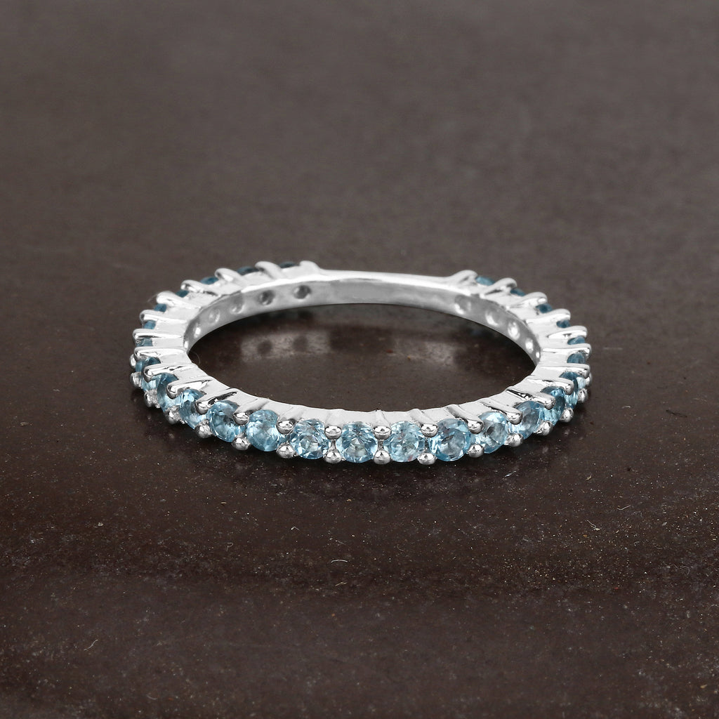 Swiss Blue Topaz Ring 0.92 Carats Sterling Silver