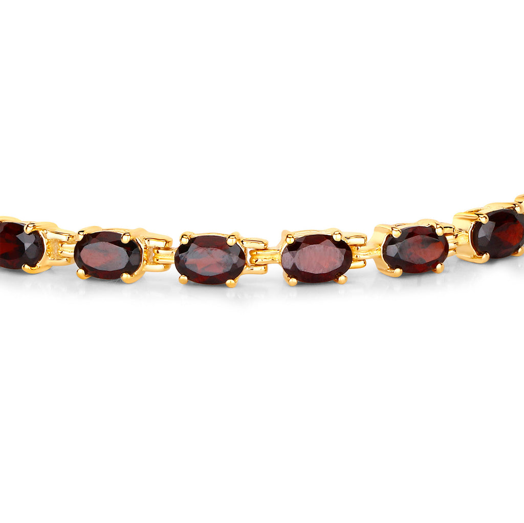 Garnet Tennis Bracelet 10.1 Carats Gold Plated Silver