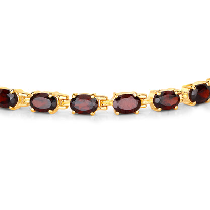 Garnet Tennis Bracelet 10.1 Carats Gold Plated Silver