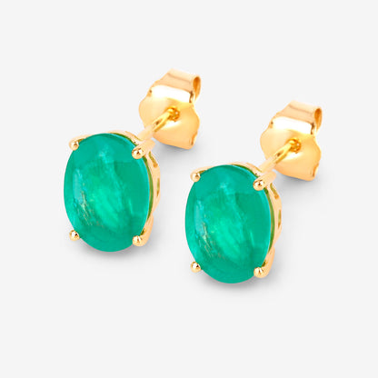 Zambian Emerald Earrings 2.38 Carats 10K Yellow Gold