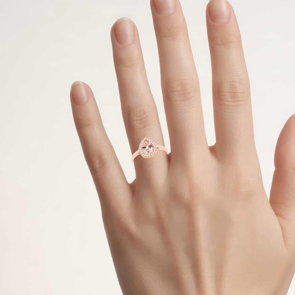 Morganite Ring With Diamonds 0.98 Carats 14K Rose Gold