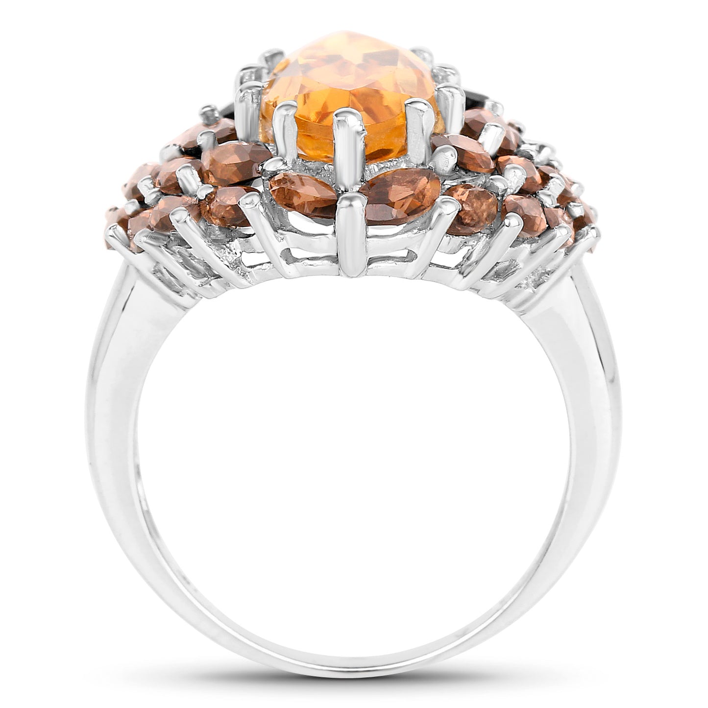 Marquise Cut Cocktail Ring Citrine and Smoky Quartz 6.20 Carats