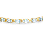 Blue Topaz Tennis Bracelet 10.1 Carats Gold Plated Silver