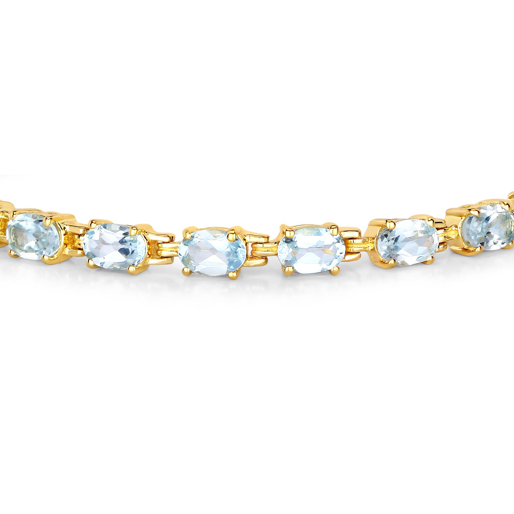 Blue Topaz Tennis Bracelet 10.1 Carats Gold Plated Silver