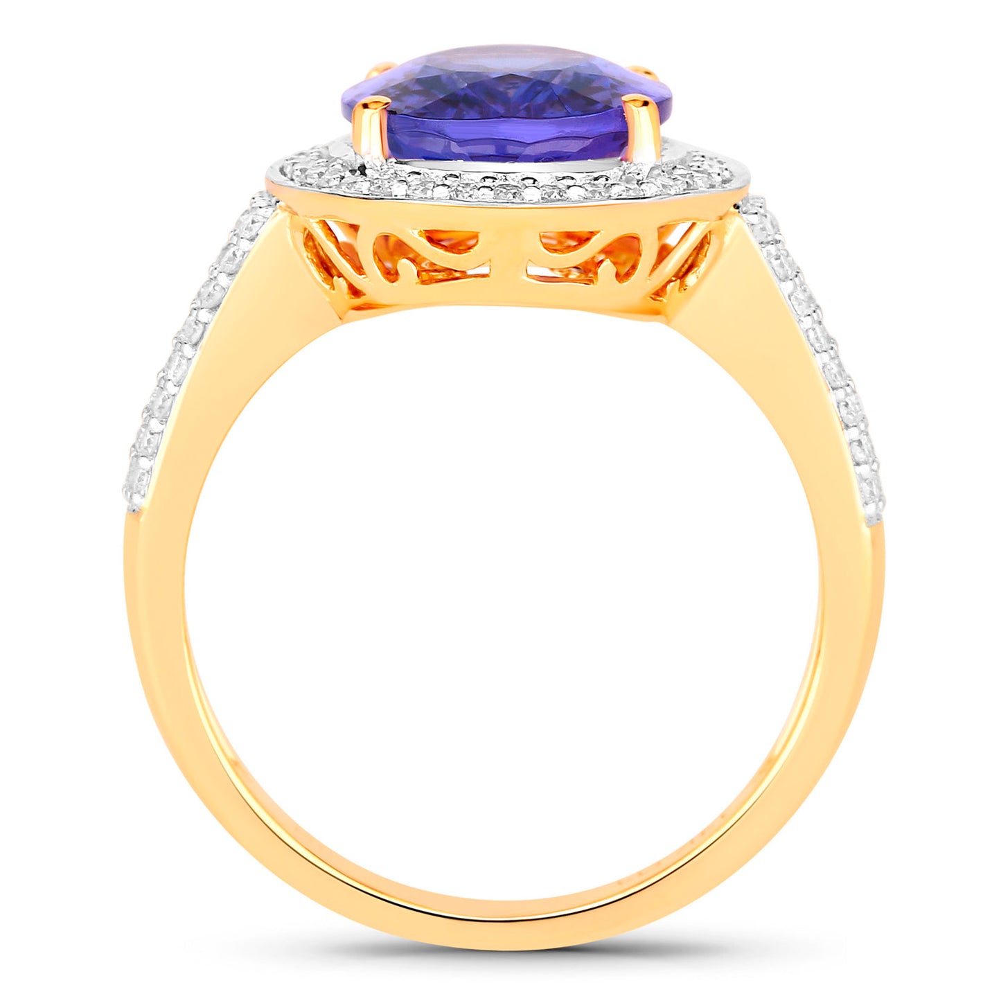 Tanzanite Ring Diamonds 4.01 Carats 14K Yellow Gold