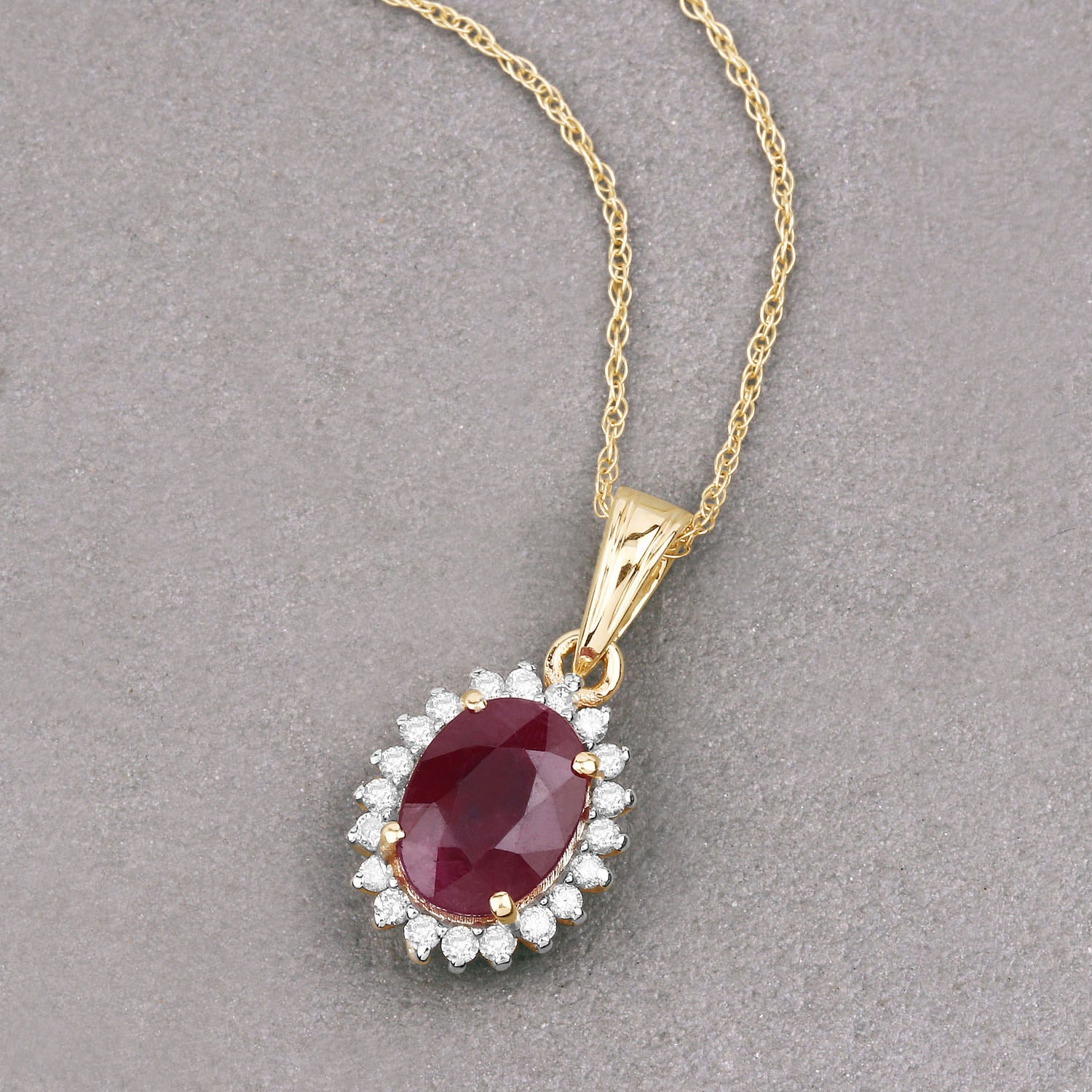 Ruby Pendant With Diamonds 1.56 Carats 10K Yellow Gold
