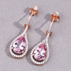 Morganite Earrings With Diamonds 3.32 Carats 14K Rose Gold
