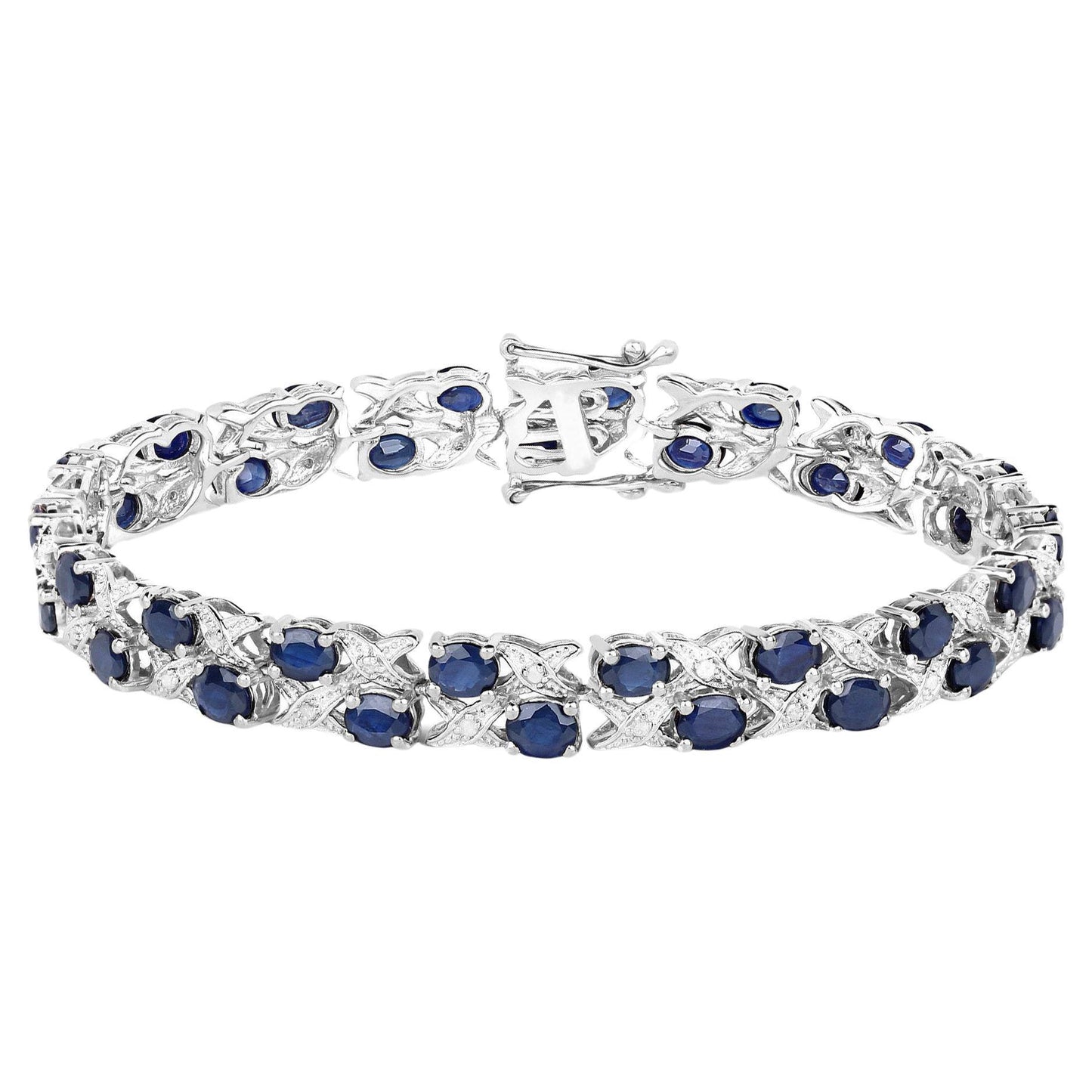 Blue Sapphires and Diamonds Bracelet 12.55 Carats