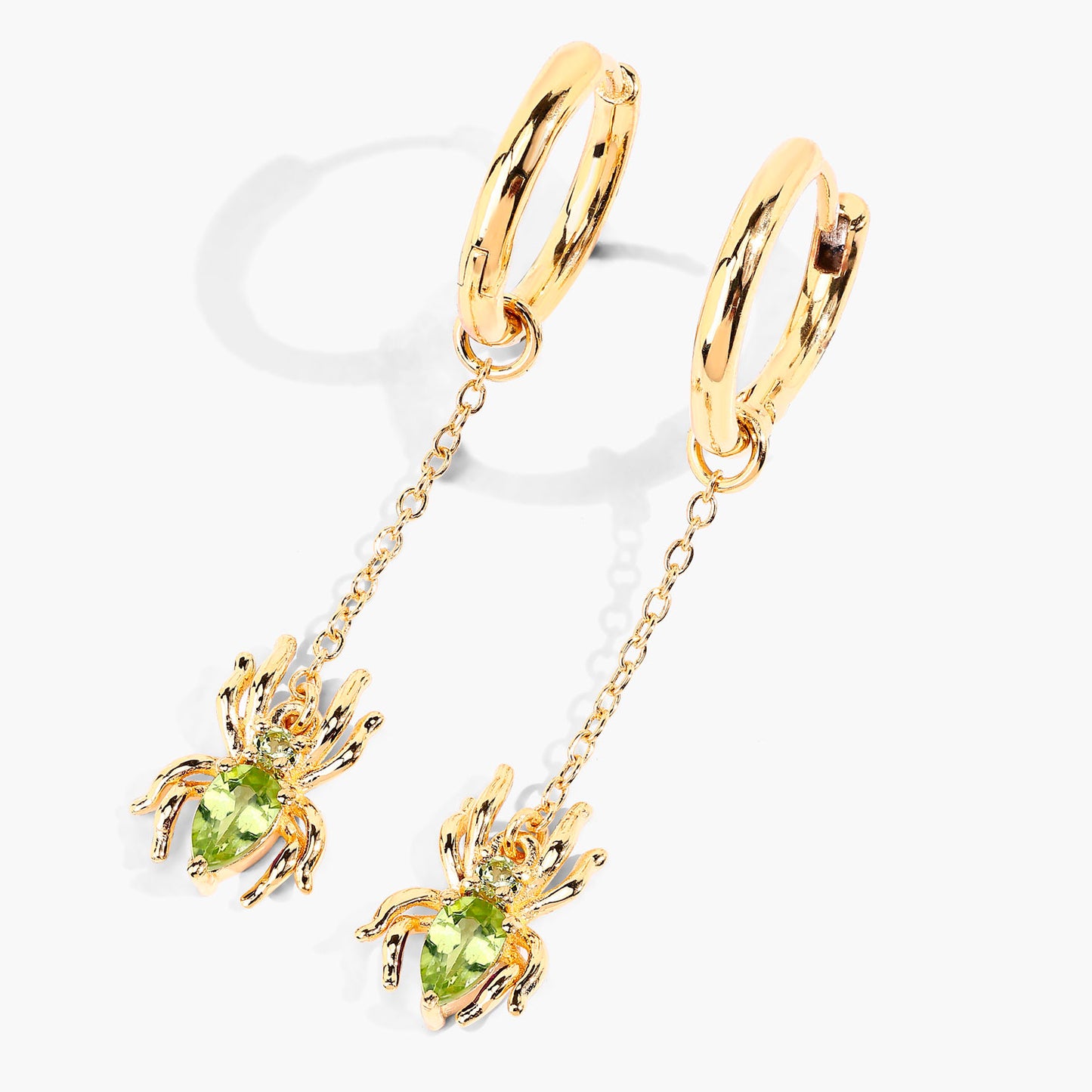 Peridot Spider Earrings 0.48 Carats Gold Plated Silver
