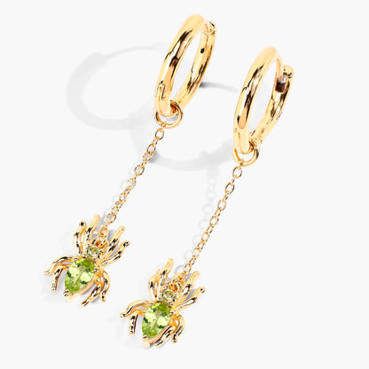 Peridot Spider Earrings 0.48 Carats Gold Plated Silver