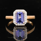 Natural Tanzanite Ring With Diamonds 1.64 Carats 9K Yellow Gold