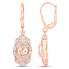 Morganite Dangle Earrings With White Topaz 1.02 Carats Gold Plated Silver
