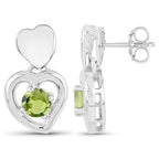 Peridot Heart Earrings 1.58 Carats Sterling Silver